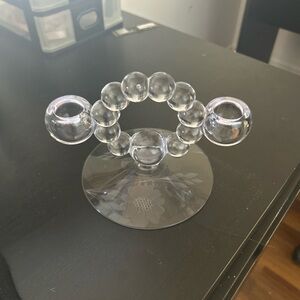 Imperial Glass Candlewick clear crystal double candleholder with etched base.